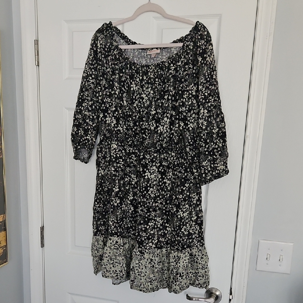Floral Black and White Dress, Knox Rose XL